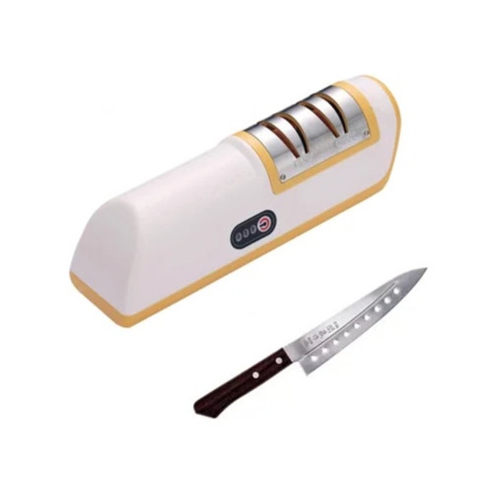 Elektromos késélező 2 sebességgel, 4 élezőheggyel, sárga