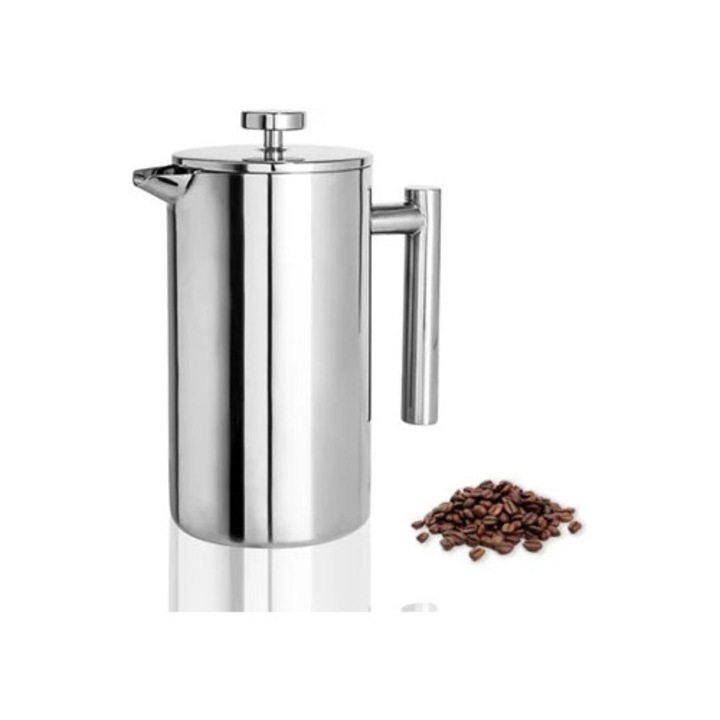 Cafetiere din otel inoxidabil cu perete dublu, 1000ml, 3 filtre