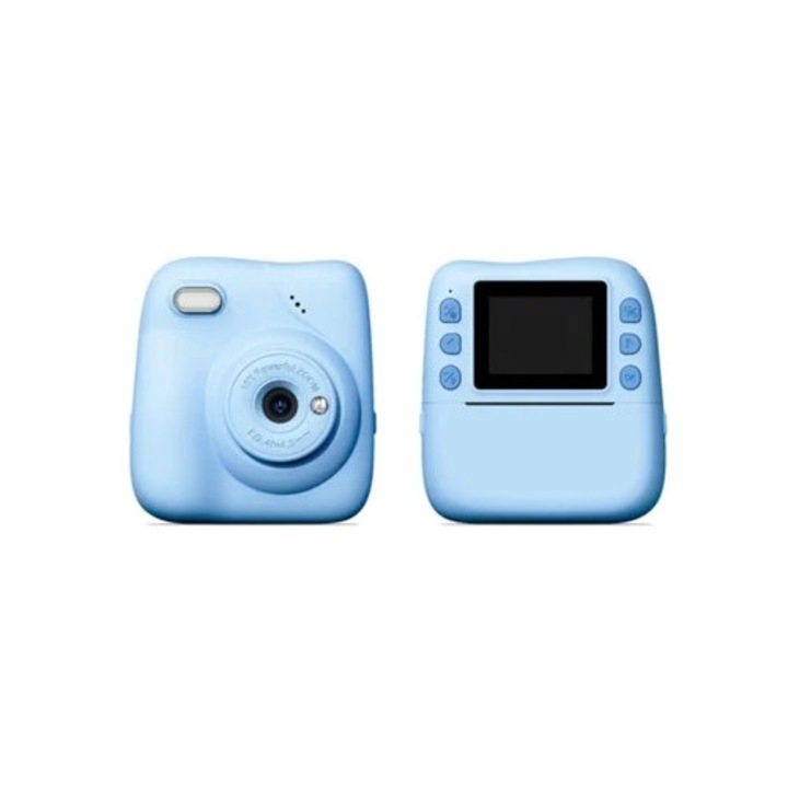 Camera foto instant S9, imprimanta termica 2.4 inch, recorder video HD, albastra, 32GB card