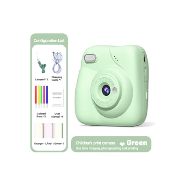Camera foto instant, 2.0 inch, verde