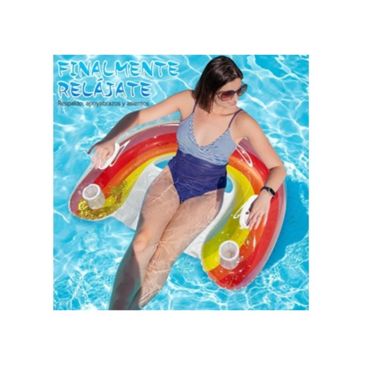 U-alakú úszógumi szivárvány flitterekkel, többszínű