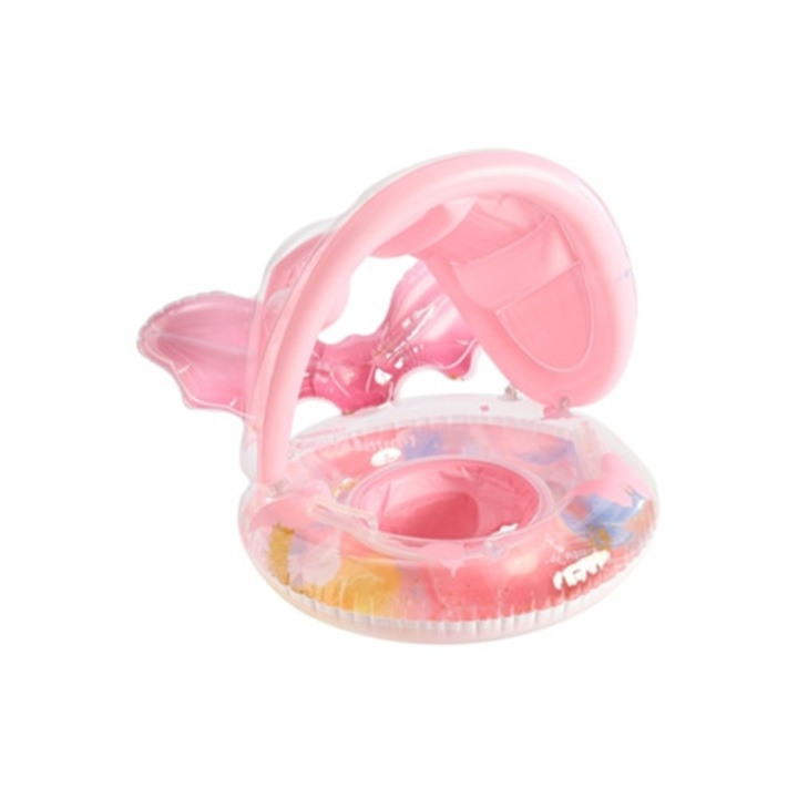 Felfújható úszógumi gyerekeknek 1-4 éves korig, rózsaszín sellő, levehető huzattal