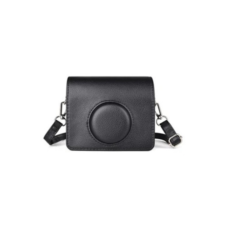 Чанта за безогледална камера Instax Mini Evo, PU кожа, с презрамка, черна