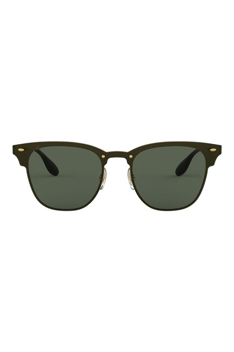 Ochelari de soare verde inchis lentile, rama de oglinda din metal aur, universal pentru barbati si femei