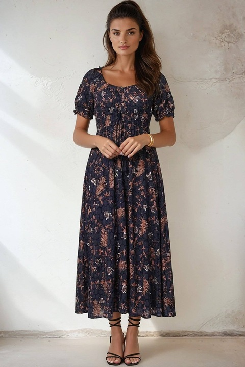 Rochie maxi Roh DR4823 Multicolour cu buzunare, 38