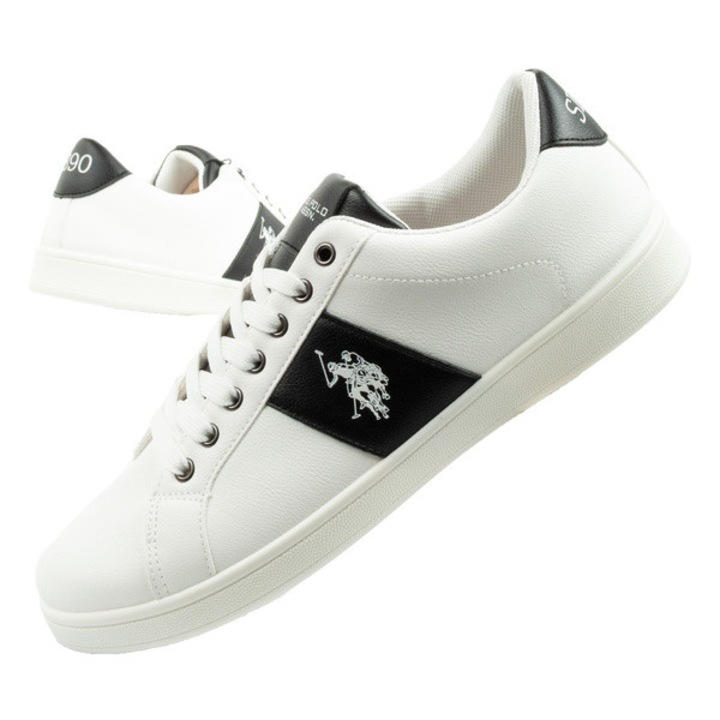 Pantofi sport U.S. Polo Assn., albi, piele ecologică, mărimea 45