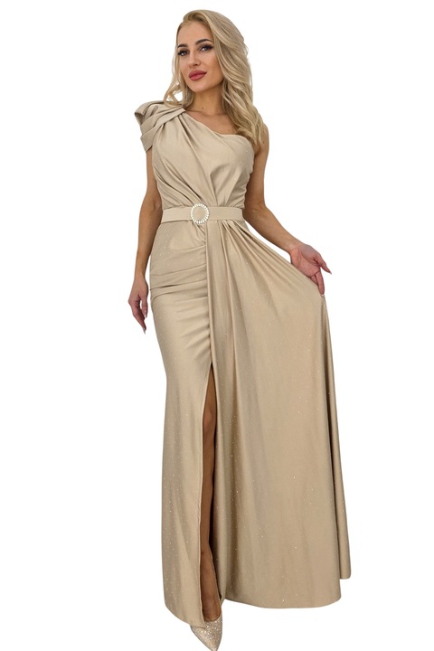 Rochie de seara VelaNORA, texturata integral, Auriu, S-M
