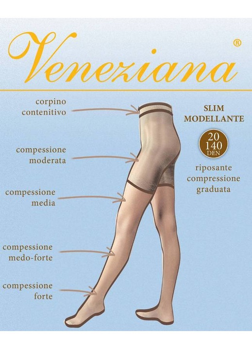 Чорапи Veneziana 20 den, бежови, ликра, полиамид