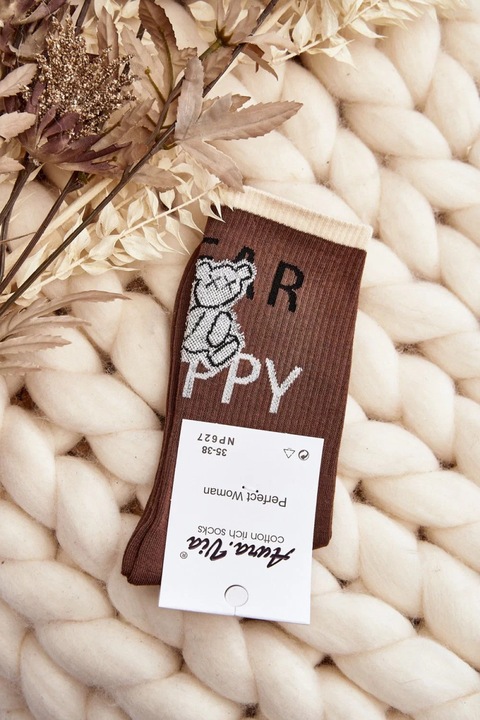 Дамски чорапи, Step in style, кафяв цвят, 38/41, памук 85%
