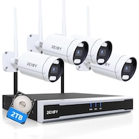 REIGY 8MP Kit Camera Supraveghere Wireless cu Hard Disk 2TB, Sistem Securitate cu 4x Camere 2160P + 16CH NVR, Exterior & Interior, Multicolor Inreigstrare Video, Night vision, iOS, Android&Calculator