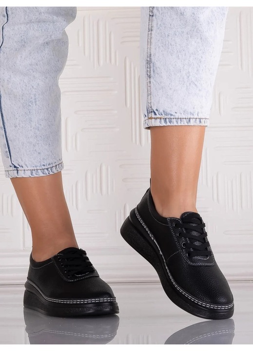 Pantofi dama casual Negri din Piele Naturala Alonsa, Negru