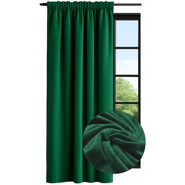 Draperie Gata Facuta, Now-Art, Neted Clasic, 140x220cm, Catifea Velur, Verde