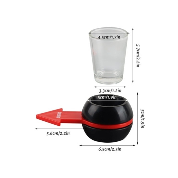 Spin the Shot társasjáték, Party Spinner, fekete alap, fehér nyíl