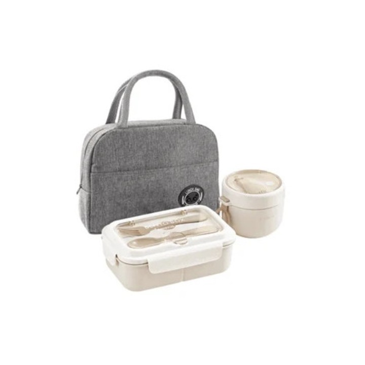 Cutie alimentara portabila 1200ml cu cupa pentru supa si geanta de depozitare