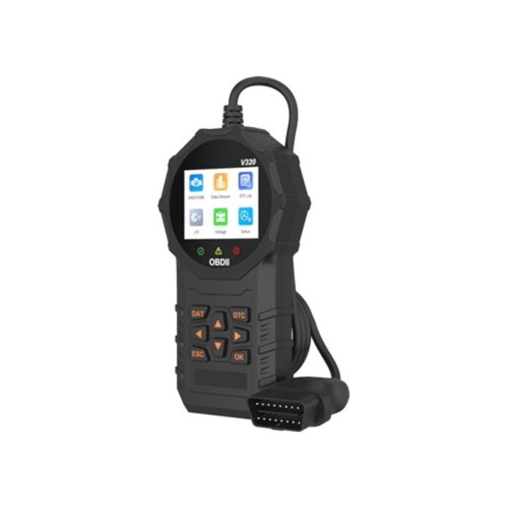 Cititor coduri OBDII, 12 functii, diagnostic auto, negru
