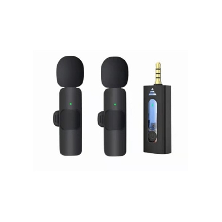 Microfon lavalier wireless K1, 2 porturi Type-C, pentru telefoane Android