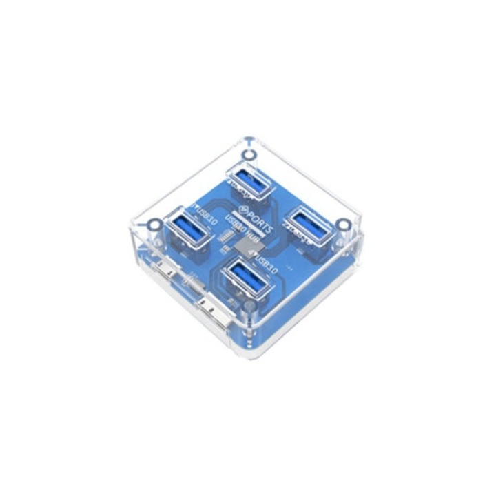 USB Multiport Hub, 4 USB 3.0 port, 5Gbps átviteli sebesség, négyzet alakú