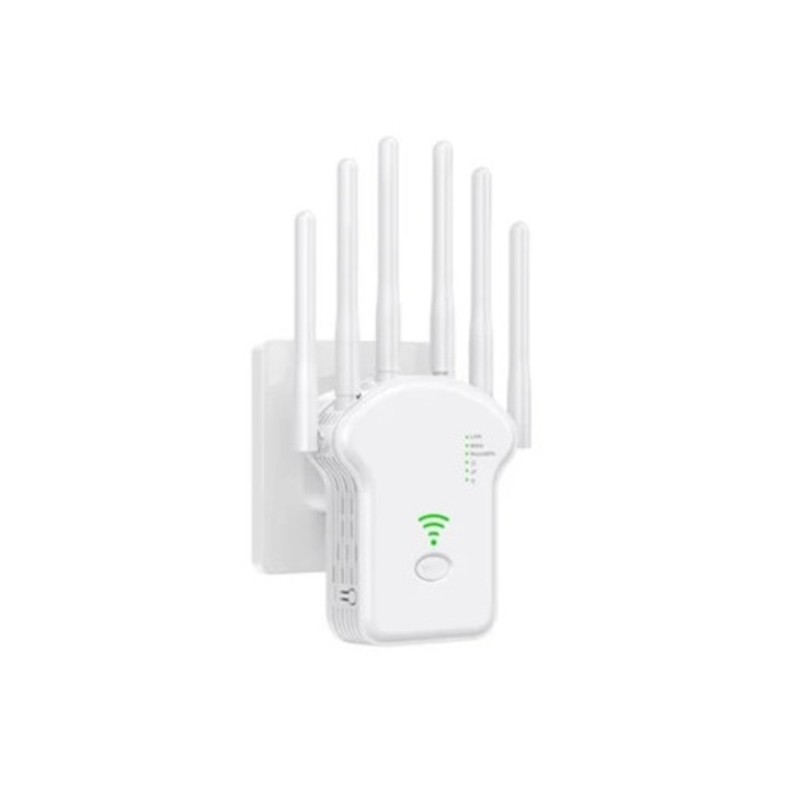 Wi-Fi повторител, 6 антени, 300 Mbps, бял
