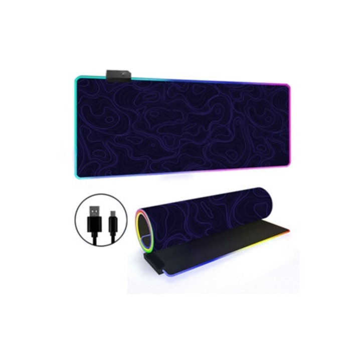Mousepad RGB Mare Contur Topografic, 300x700mm