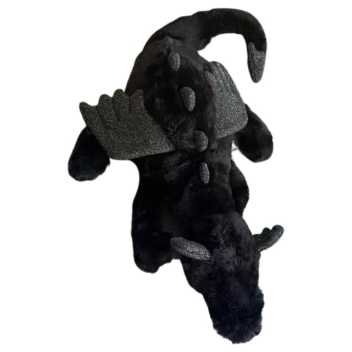 Jucarie de plus Dragon Negru 50x18cm, moale si rezistenta la scame