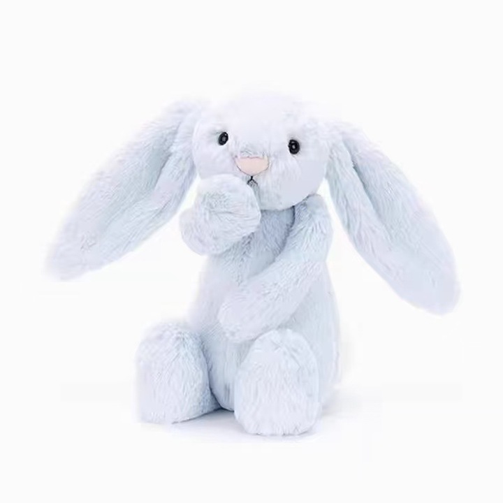 Jucarie de plus, iepure albastru mare, 51cm, material moale, set cu punga de praf