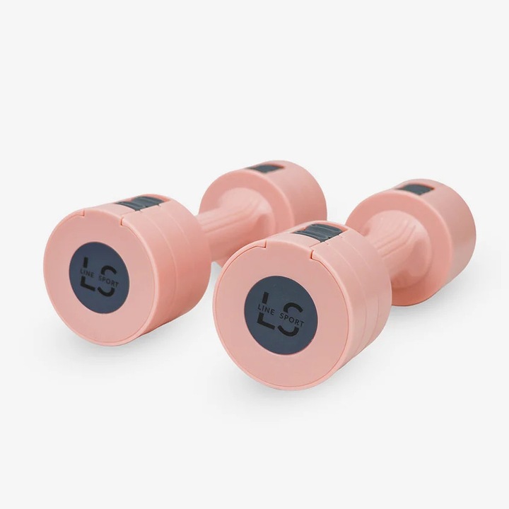 Haltere reglabile 1-2,5 kg, Line Sport, roz, pentru antrenamente acasa si la sala