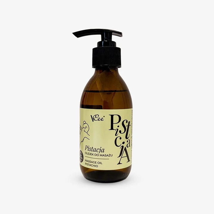 Ulei de masaj vegan VCee 200 ml fistic, hidratare profunda, relaxare musculara