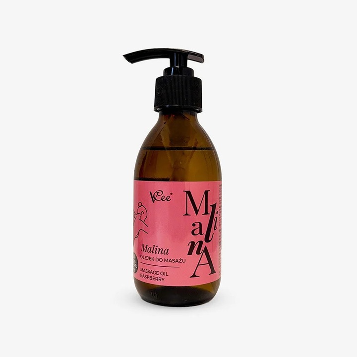 Ulei de Masaj Natural VCee cu Zmeura, 200 ml, Hidratare Intensa, Piele Sensibila