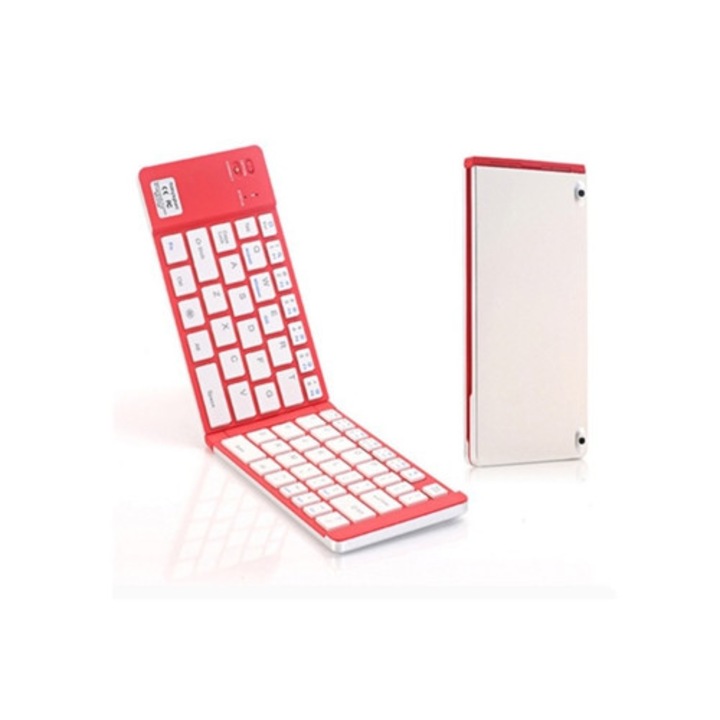Tastatura wireless pliabila BT66, 66 taste, rosie