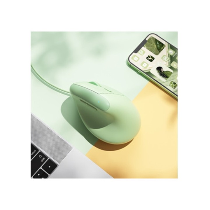 Mouse vertical cu interfata USB, 4 DPI ajustabili, verde