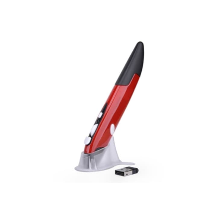 Mouse optic vertical wireless 2.4GHz, 500/1000 DPI ajustabil, rosu