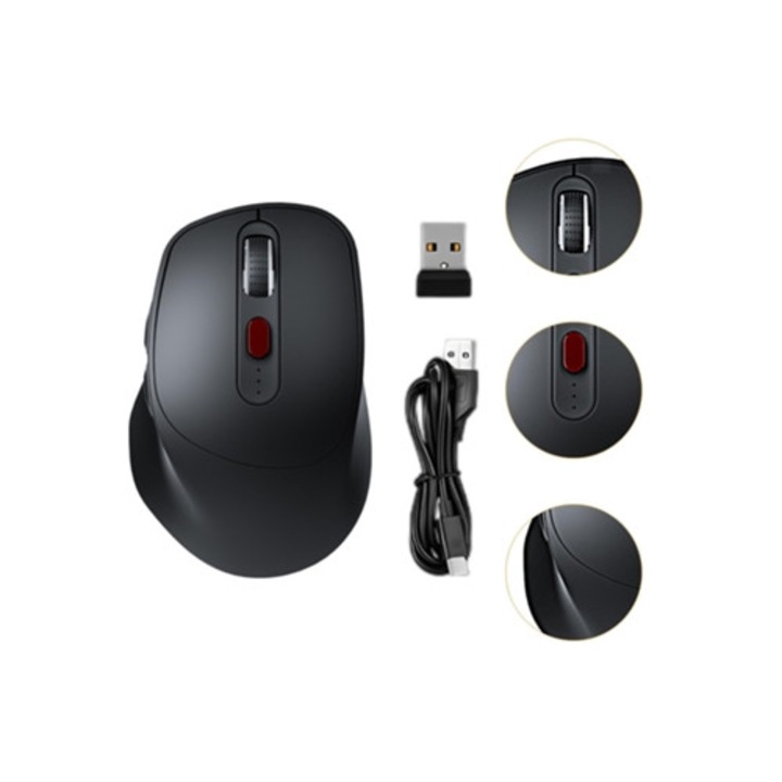Mouse gaming, reincarcabil, 6 butoane, negru