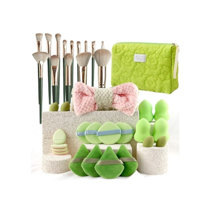 Set pensule machiaj, 42 bucati, multicolor