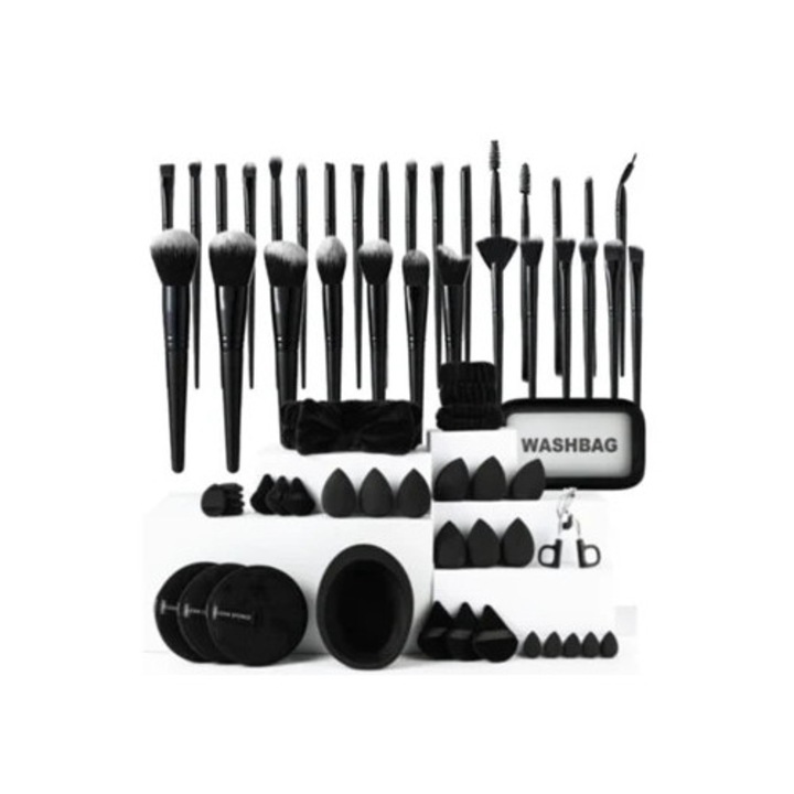 Set pensule machiaj negru, 64 piese