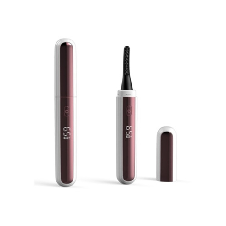 Curler de gene portabil tip C, cu display digital, alb