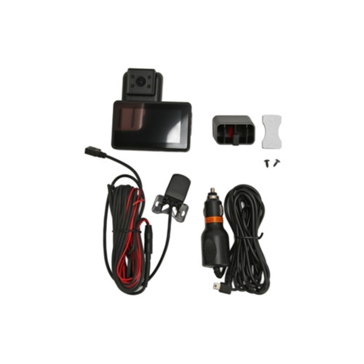 Camera auto DVR 3 inch, 170 grade unghi larg, inregistrare HD, viziune nocturna, 3 lentile