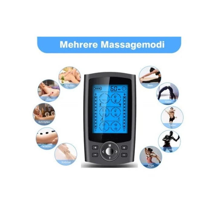 Stimulator muscular 24 moduri, canal abdominal, negru