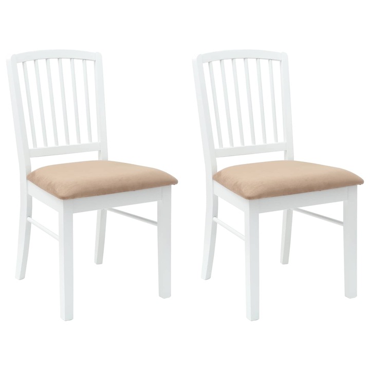 Set Scaune de dining 2 pcs vidaXL, Alb, 50 x 52, 5 x 91 cm
