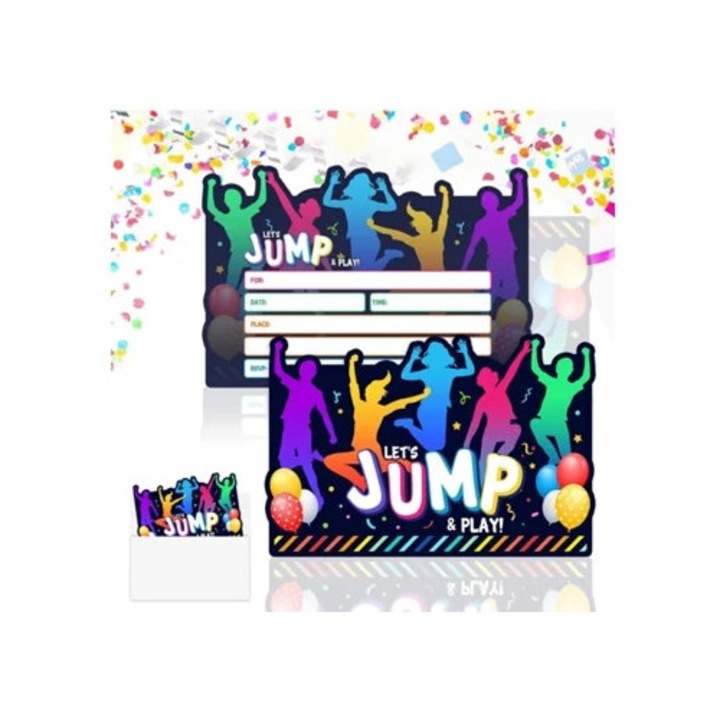 Set accesorii petrecere, invitatii castel gonflabil, petrecere aniversara trampolina, multicolor