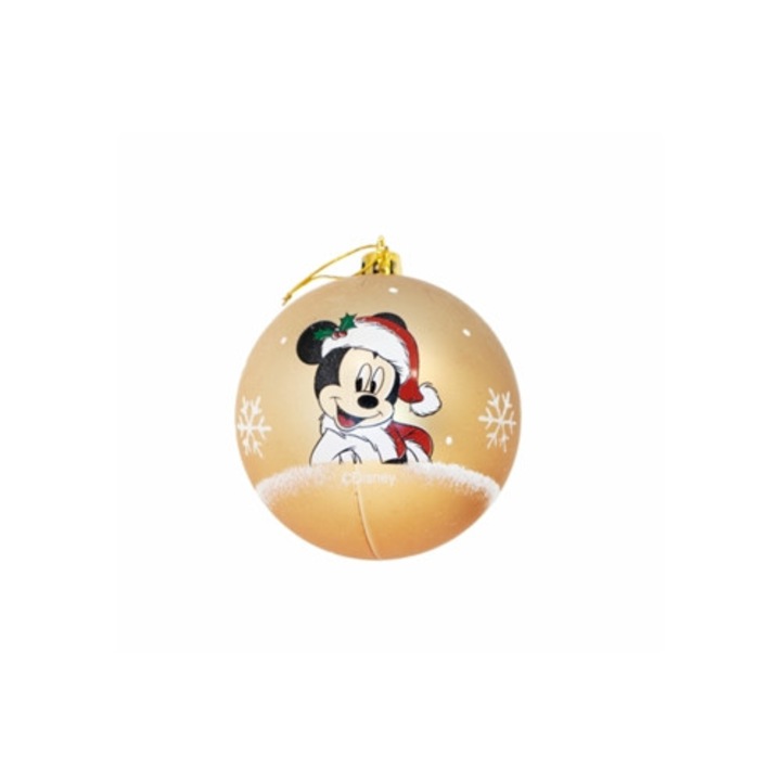 Комплект от 6 коледни топки Mickey Mouse Happy Smiles, златни, пластмасови, O 8 см