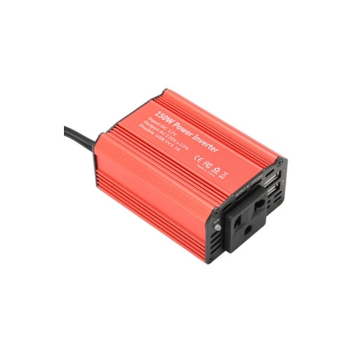 Инвертор за кола 150W 12V DC към 220V AC с двоен USB изход 2.1A