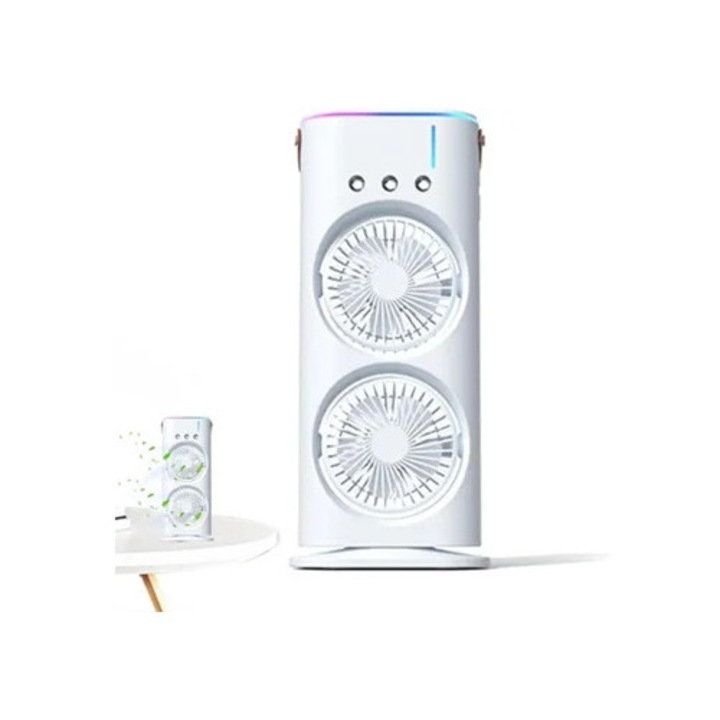 Ventilator de exterior cu doua capete, racitor de aer portabil, cu lumina LED