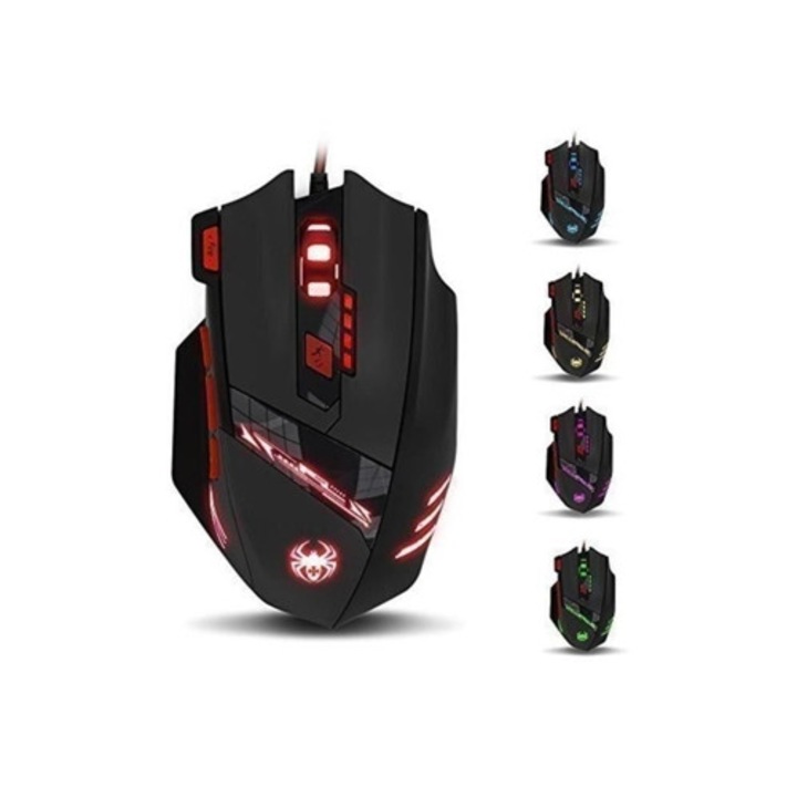 Mouse de gaming T90, 6 DPI ajustabili, 6 culori LED, 8 butoane