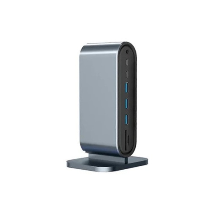 C típusú USB 3.0 hub, dokkolóállomás, 4K HD, RJ45, TF/SD kártyaolvasó
