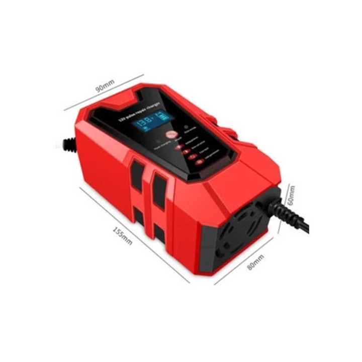 Зарядно за кола 12V 6A за мотоциклети и автомобили, червено