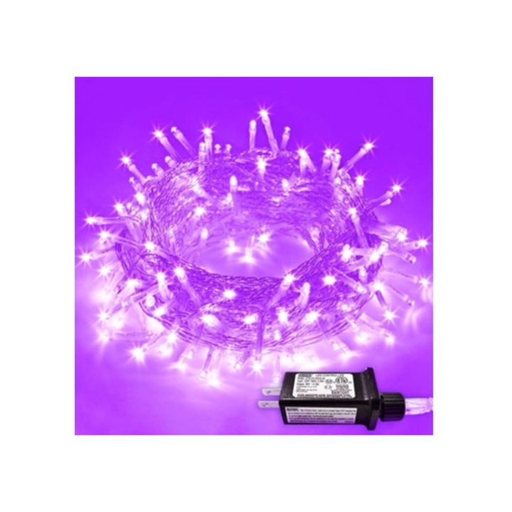 30M 300 LED fénysor, 8 mód, lila, karácsonyfa díszítéshez