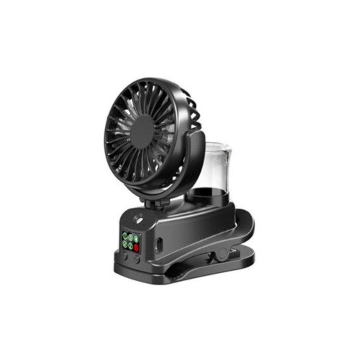 Ventilator silentios cu pulverizare de apa, 4 viteze, negru