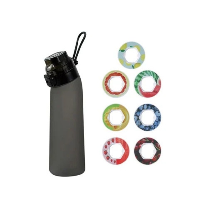 Tritan kulacs 700ml, 7 ízgyűrűvel, fekete
