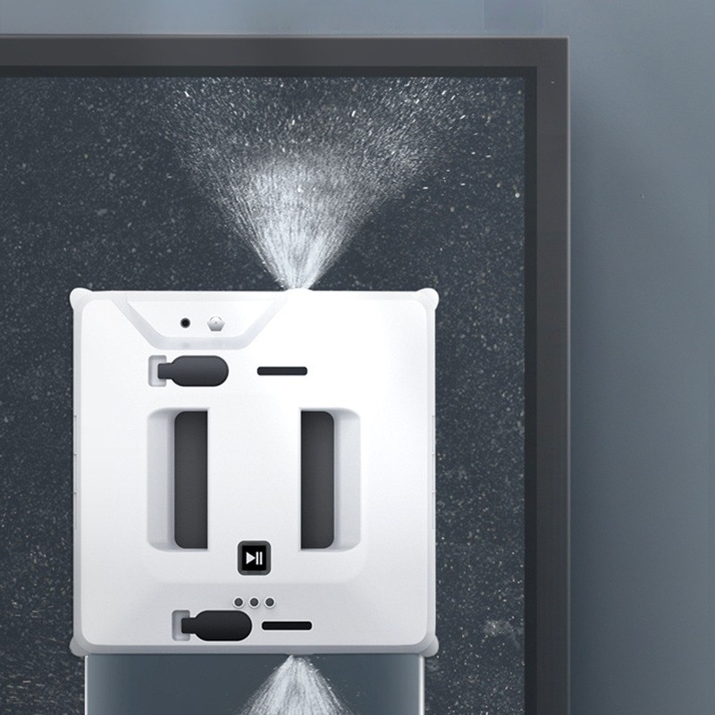Robot de curatat geamuri, 60 ml, 650 mAh, 3000 Pa, cu navigare autonoma, electric, pentru uz casnic, ORBER, cu doua duze, pulverizare, carcasa subtire, telecomanda cu o singura tasta, doua rezervoare de apa, 248 × 248 × 68 mm, alb