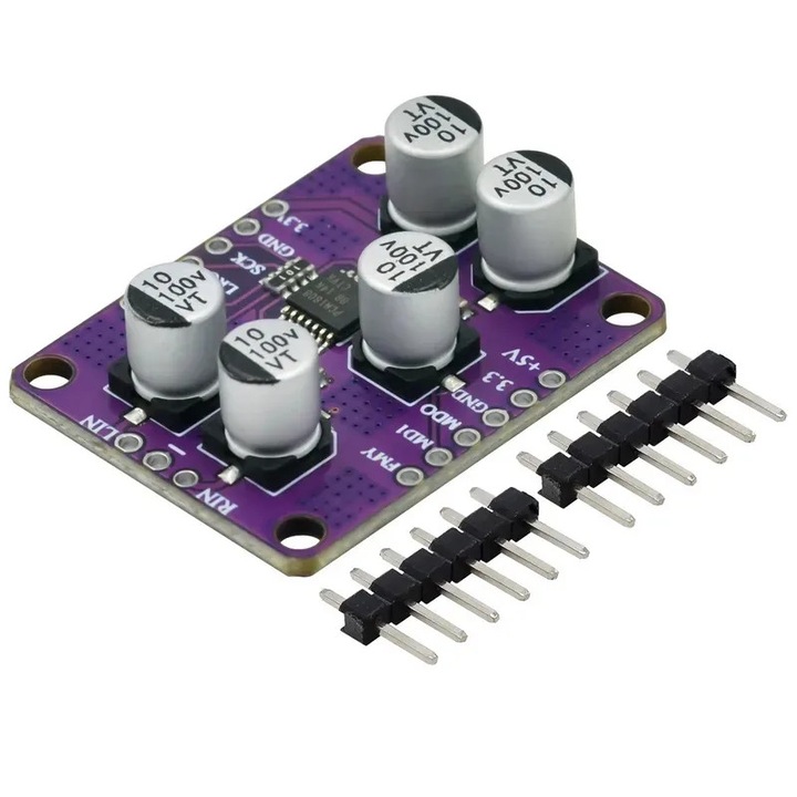 Decodor audio stereo ADC PCM1808 cu SNR de 105dB, cu modul de redare cu intrare analogica single-ended si placa de amplificare pe 24 de biti